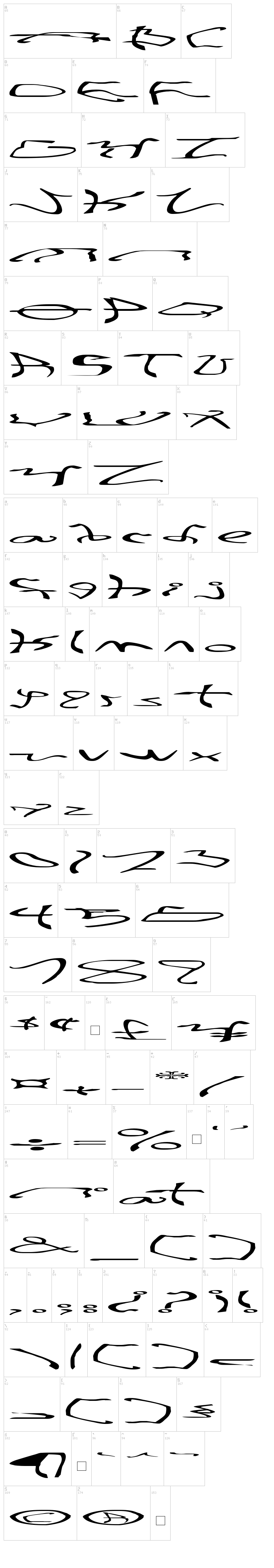 001 Stretched-Strung font map